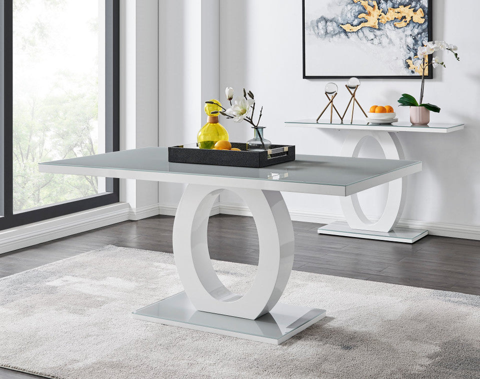 Giovani 6 Grey Table & 6 Velvet Belgravia Chairs