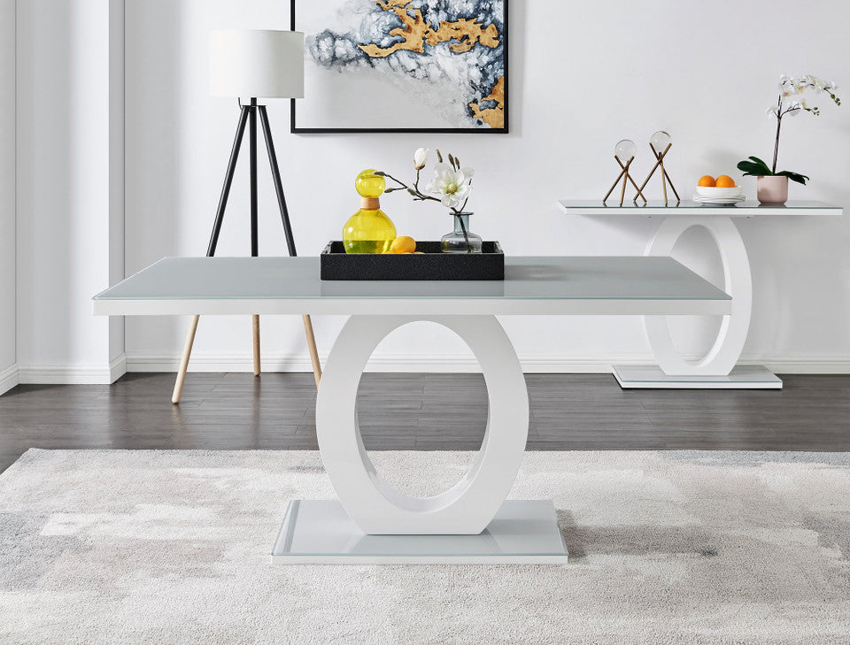 Giovani 6 Grey Table & 6 Velvet Belgravia Chairs