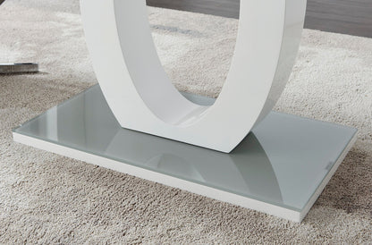 Giovani Rectangular Grey and White High Gloss Glass 6 Seater Large Dining Table