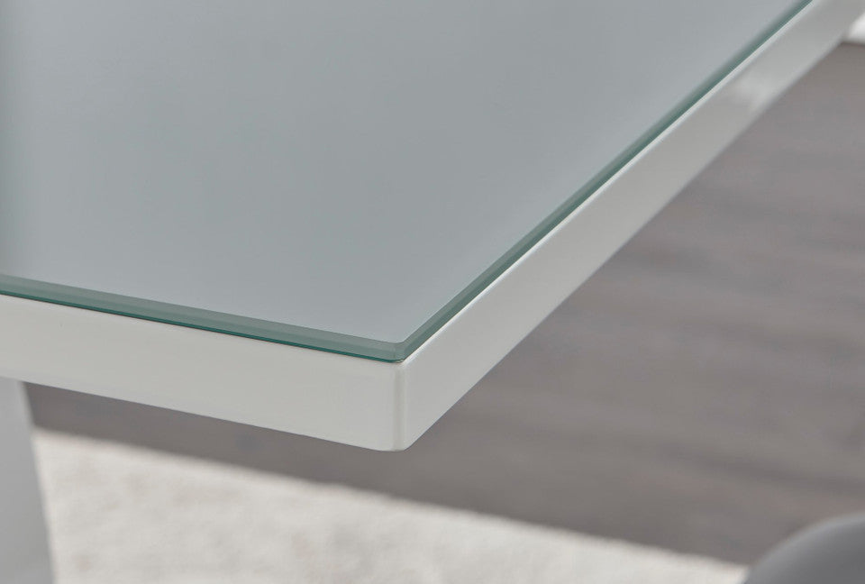 Giovani Rectangular Grey and White High Gloss Glass 6 Seater Large Dining Table