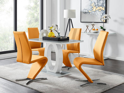 Giovani Grey White Modern High Gloss And Glass Dining Table And 4 Willow Chairs Set