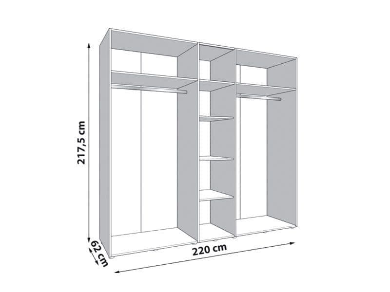 Granada Cashmere And Artisan Oak Effect Mirrored 5 Door Wardrobe