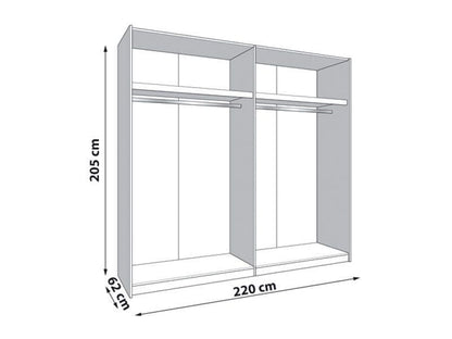 Granada Cashmere And Artisan Oak Effect Sliding Door Wardrobe 220cm