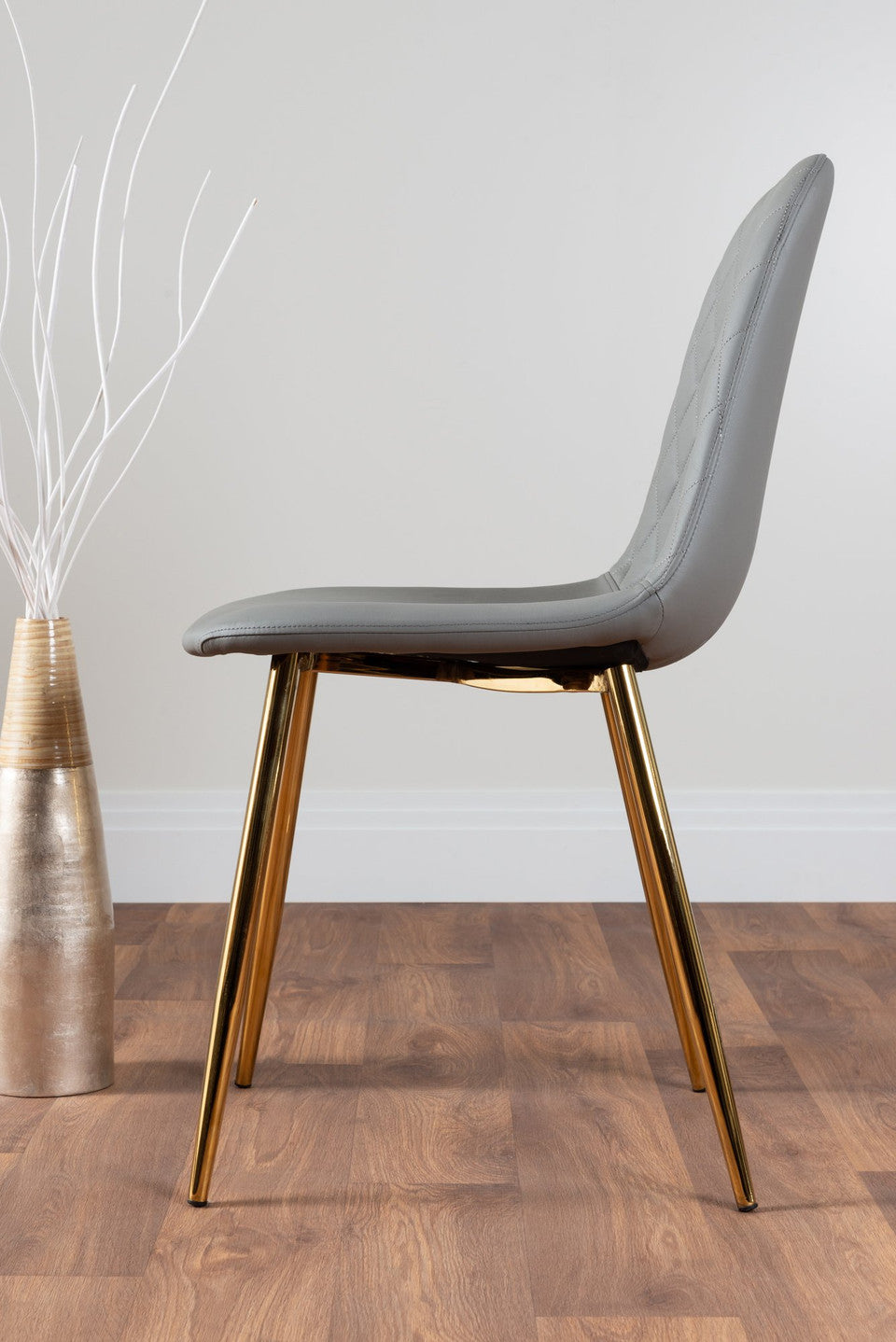 Novara Gold Metal 100cm Round Glass Dining Table And 4 Corona Gold Dining Chairs
