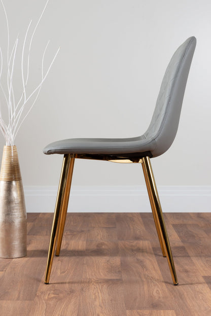 Novara Gold Metal 100cm Round Glass Dining Table And 4 Corona Gold Dining Chairs