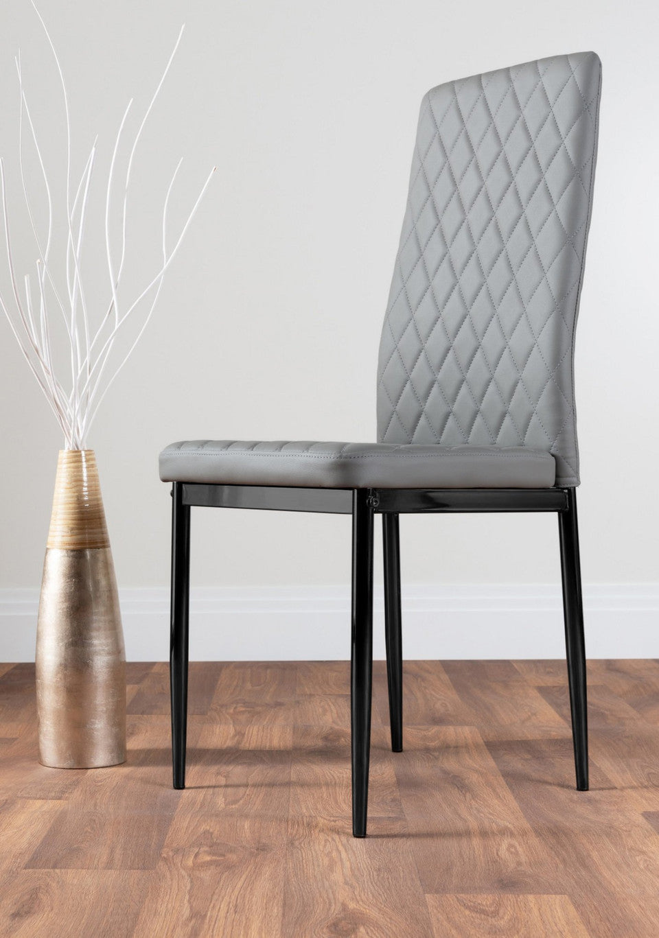 Carson White Marble Effect Dining Table & 4 Milan Black Leg Chairs