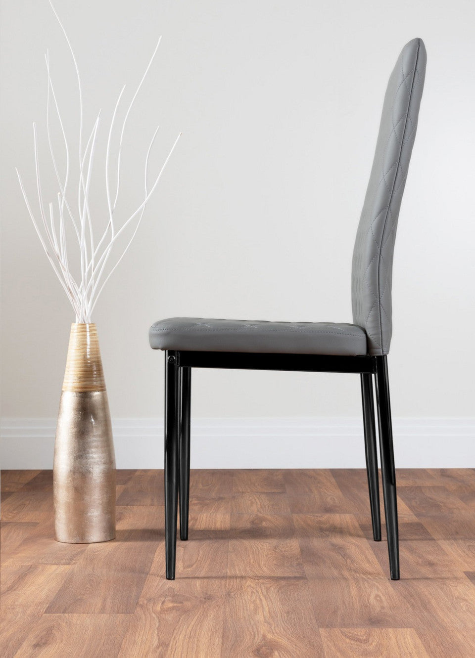 Carson White Marble Effect Dining Table & 6 Milan Black Leg Chairs