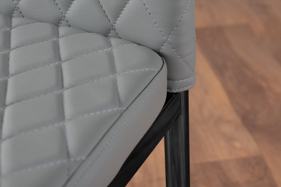 Novara Grey Concrete Effect Black Leg 120cm Round Dining Table & 4 Milan Black Leg Chairs
