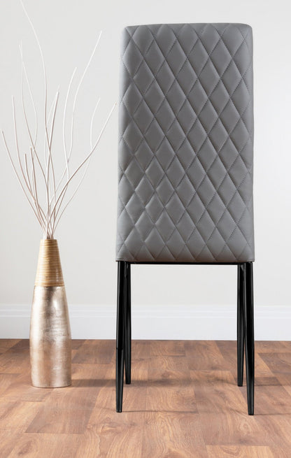 Novara Grey Concrete Effect Black Leg 120cm Round Dining Table & 4 Milan Black Leg Chairs