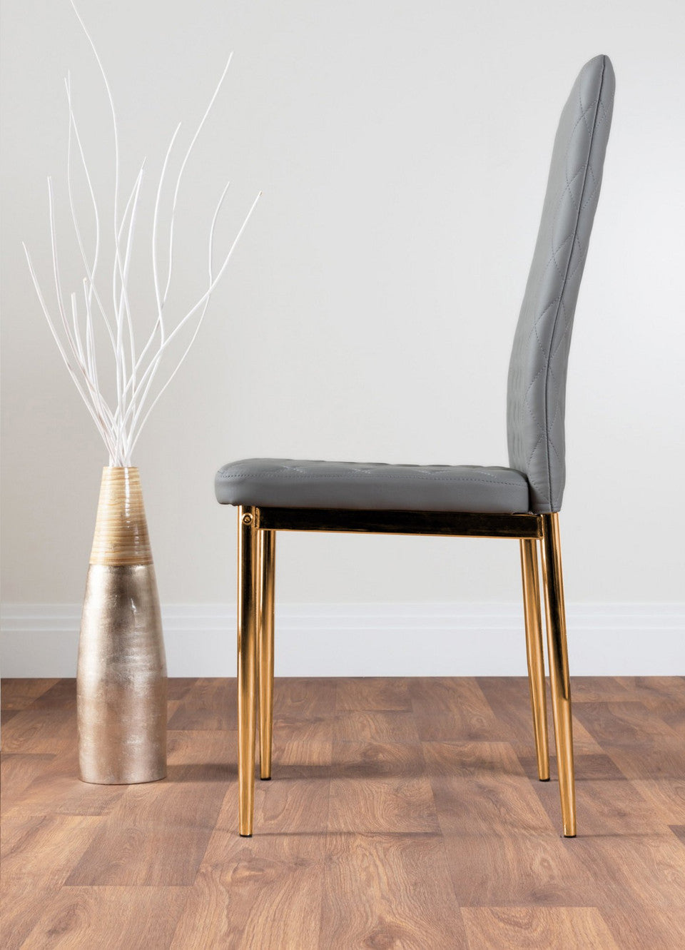 Leonardo 6 Gold Dining Table and 6 Gold Leg Milan Chairs