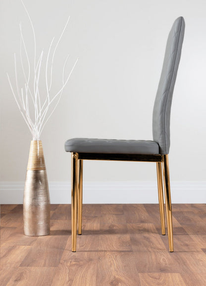 Leonardo 6 Gold Dining Table and 6 Gold Leg Milan Chairs