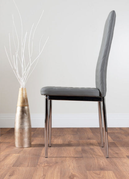 Palma White High Gloss Round Dining Table & 6 Milan Chrome Leg Chairs