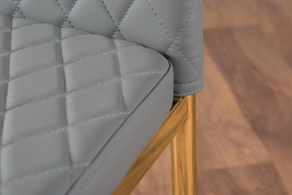 Novara White Marble Gold Leg 120cm Round Dining Table & 4 Milan Gold Leg Chairs