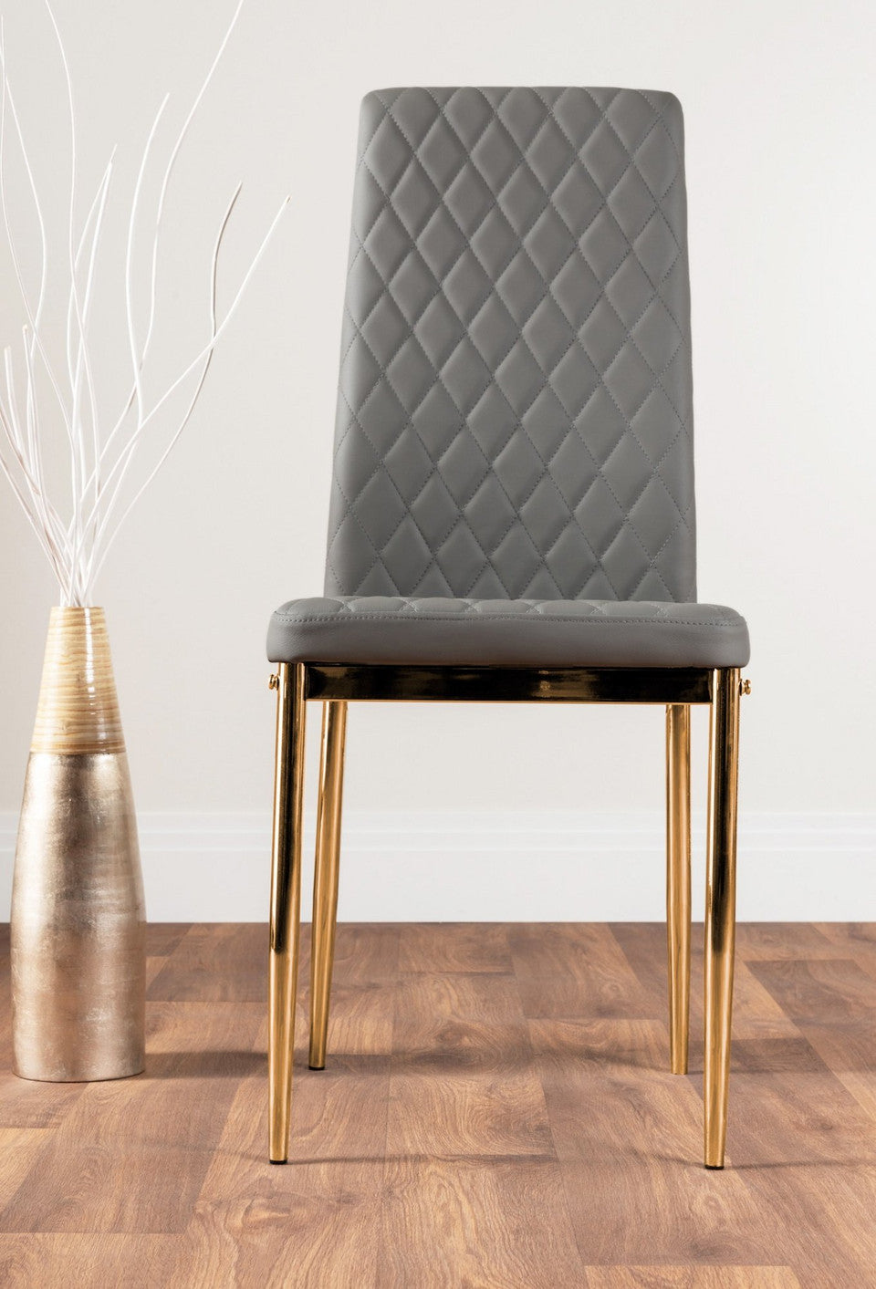 Leonardo 4 Gold Dining Table and 4 Gold Leg Milan Chairs