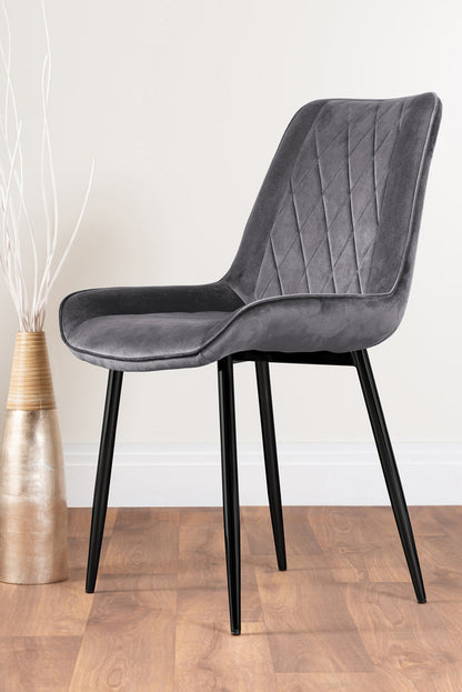 Carson White Marble Effect Dining Table & 4 Pesaro Black Leg Chairs
