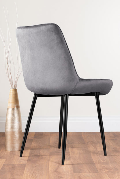 Novara Black Leg 120cm Round Glass Dining Table & 6 Pesaro Black Leg Chairs