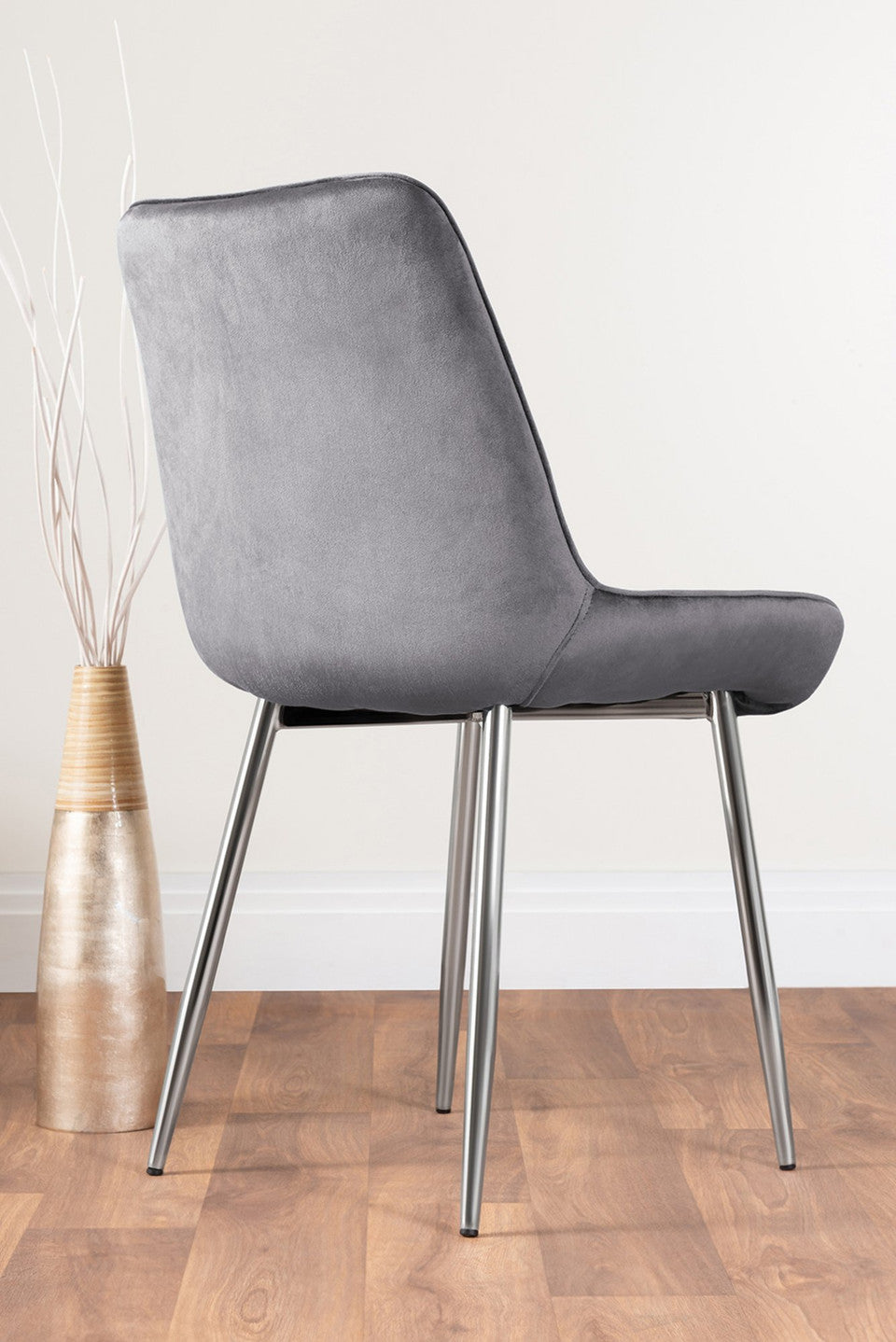 Andria Black Leg Marble Effect Dining Table and 6 Pesaro Silver Leg Chairs