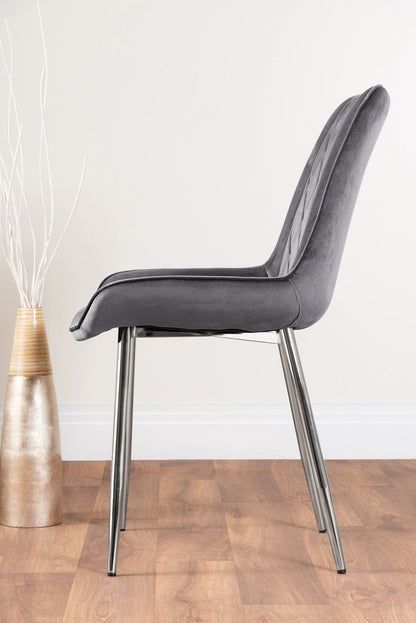 Giovani Round Grey Large 120cm Table and 6 Pesaro Silver Leg Chairs