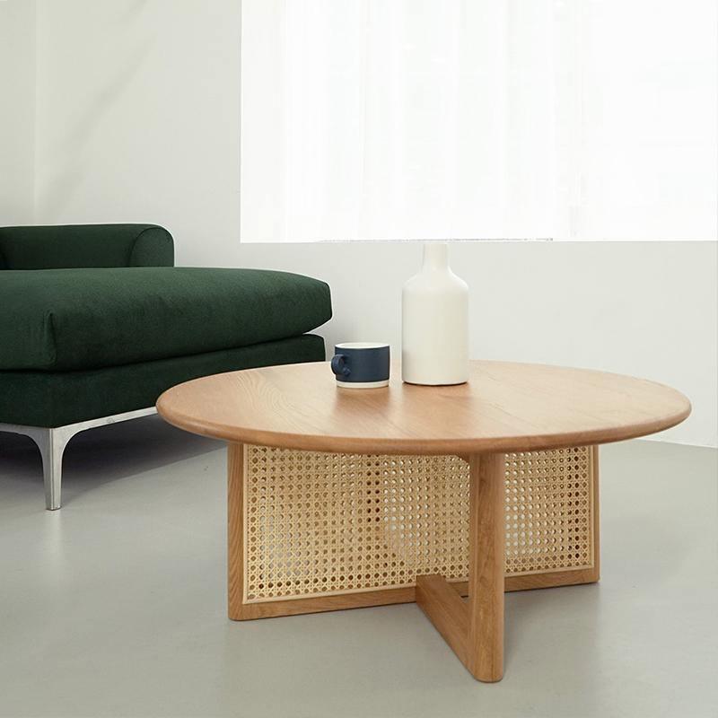 Dora Rattan Coffee Table, Light Oak