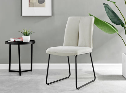 Novara White Gloss Black Leg Round Dining Table & 4 Halle Chairs