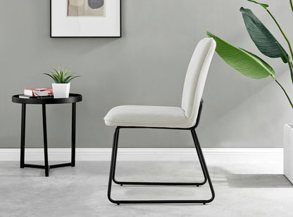 Novara White Gloss Black Leg Round Dining Table & 4 Halle Chairs