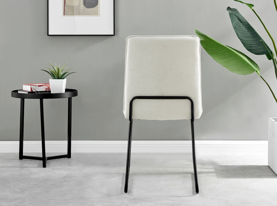 Novara White Gloss Black Leg Round Dining Table & 4 Halle Chairs