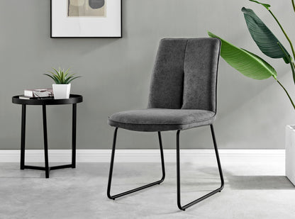 Novara White Gloss Black Leg Round Dining Table & 4 Halle Chairs