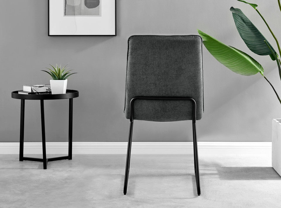 Novara White Gloss Black Leg Round Dining Table & 4 Halle Chairs