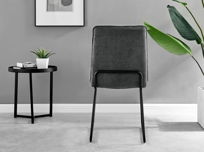 Novara White Gloss Black Leg Round Dining Table & 4 Halle Chairs
