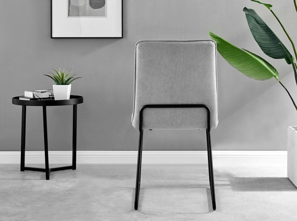 Novara White Gloss Black Leg Round Dining Table & 4 Halle Chairs