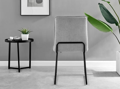Novara White Gloss Black Leg Round Dining Table & 4 Halle Chairs
