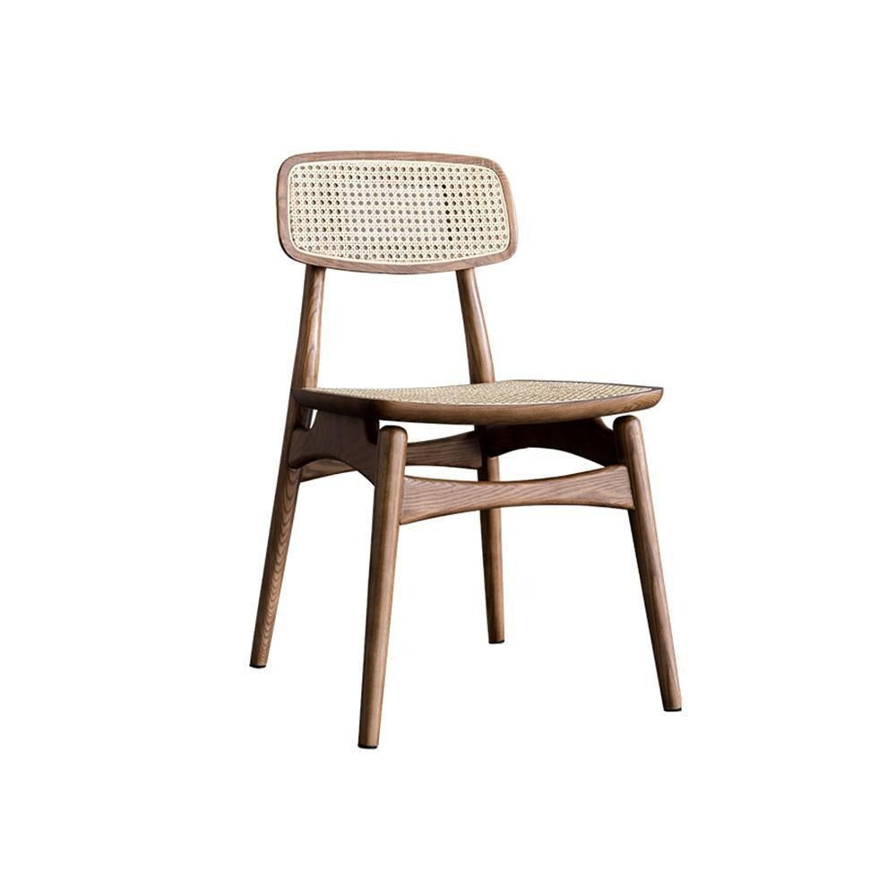 Hans Style Rattan Dining Chair, Light Oak & Walnut For Display