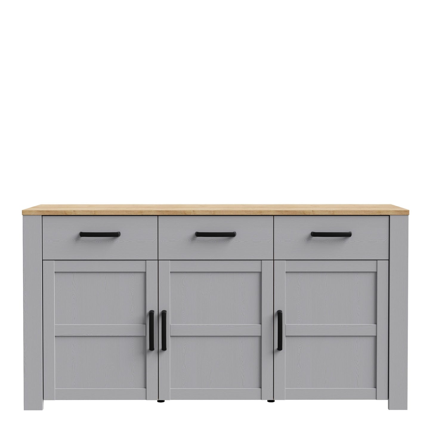 Bohol Sideboard 3 Drawer 3 Door in Grey and Oak