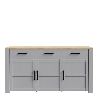 Bohol Sideboard 3 Drawer 3 Door in Grey and Oak