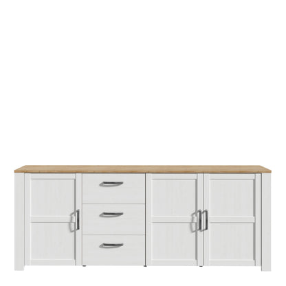Bohol Large Sideboard 3 Drawer 3 Door in White and Oak