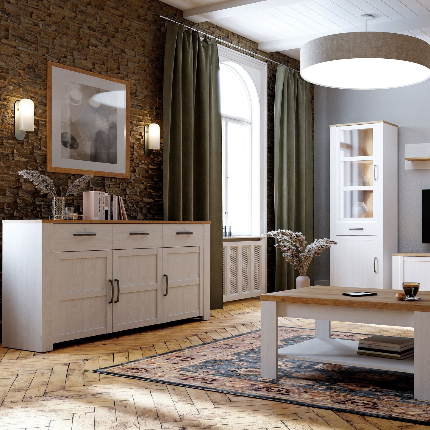 Bohol Sideboard 3 Drawer 3 Door in White and Oak