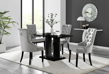 Imperia 4 Black Dining Table and 4 Belgravia Black Leg Chairs