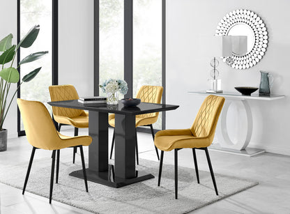 Imperia 4 Black Dining Table and 4 Pesaro Black Leg Chairs
