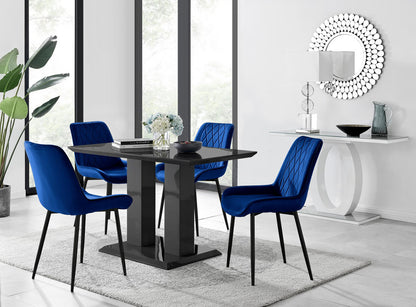 Imperia 4 Black Dining Table and 4 Pesaro Black Leg Chairs