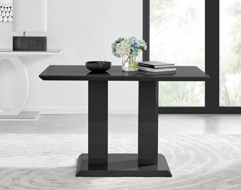 Imperia 4 Black Dining Table and 4 Belgravia Black Leg Chairs