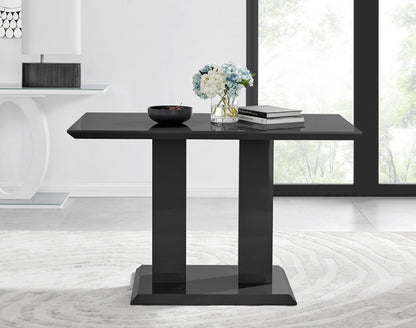 Imperia 4 Black Dining Table and 4 Belgravia Black Leg Chairs