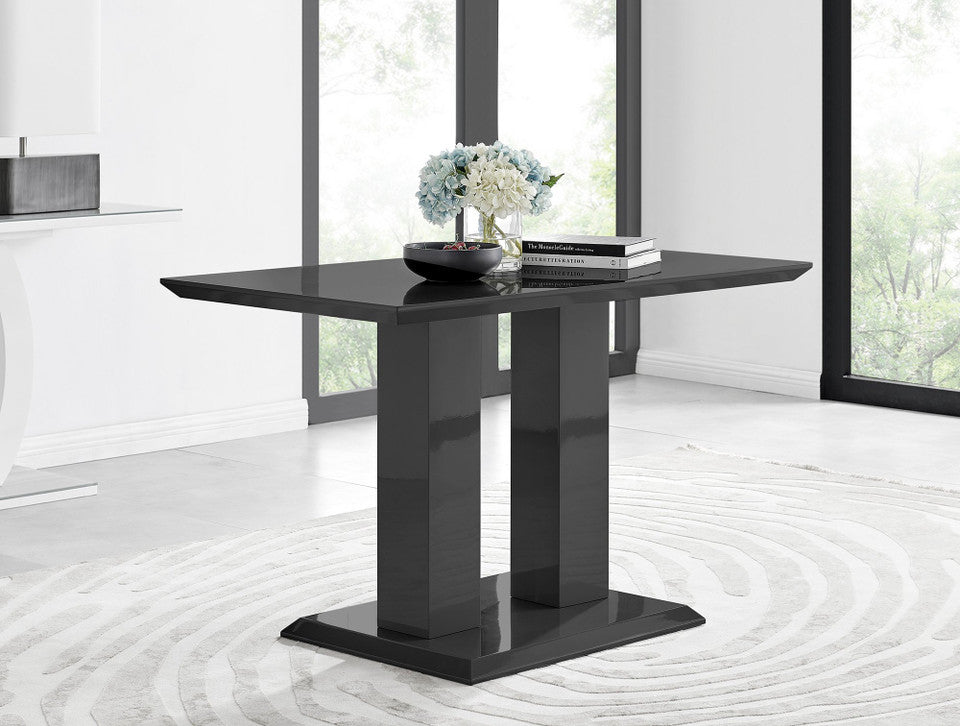 Imperia 4 Black Dining Table and 4 Pesaro Black Leg Chairs