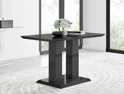 Imperia 4 Black Dining Table and 4 Pesaro Black Leg Chairs