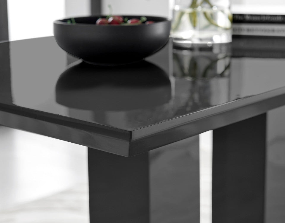 Imperia 4 Black Dining Table and 4 Pesaro Black Leg Chairs