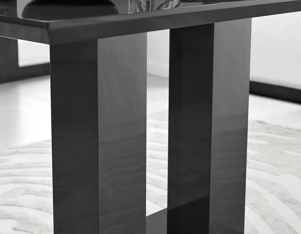 Imperia 4 Black Dining Table and 4 Pesaro Black Leg Chairs
