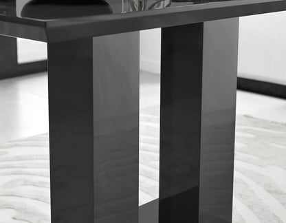 Imperia 4 Black Dining Table and 4 Pesaro Black Leg Chairs