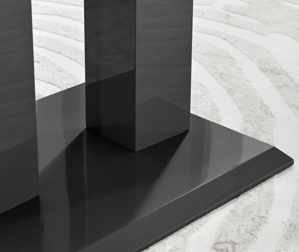 Imperia 4 Black Dining Table and 4 Pesaro Black Leg Chairs