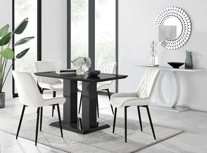 Imperia 4 Black Dining Table and 4 Pesaro Black Leg Chairs