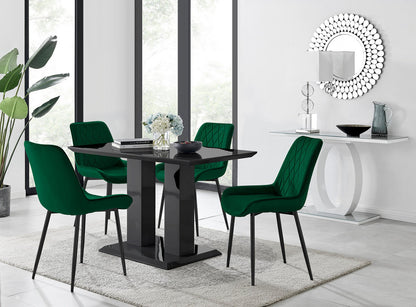 Imperia 4 Black Dining Table and 4 Pesaro Black Leg Chairs