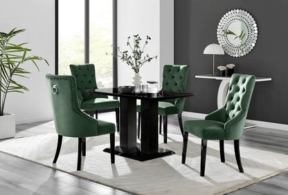 Imperia 4 Black Dining Table and 4 Belgravia Black Leg Chairs